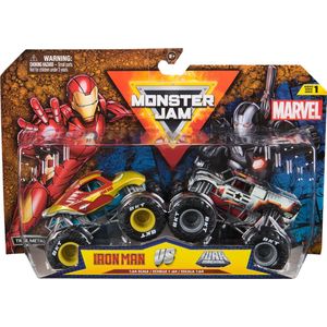 Monster Jam Marvel - Iron Man Vs. War Machine metalen trucks - Schaal van 1:64