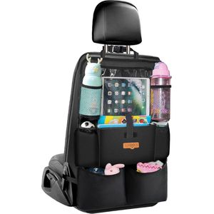 4e Generatie Zwarte Autostoel Organizer - Waterbestendige Achterbank Protector Met 9 Vakken & Tablet Houder (Max. 10,5 inch)