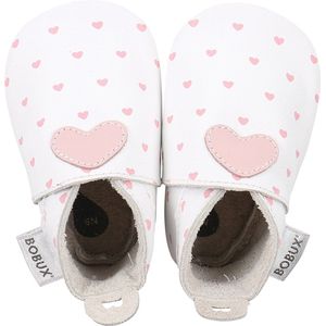 Bobux Soft Sole babyslofjes | White with Blossom Heart Print 4325-NB