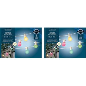 2x stuks feestverlichting lichtsnoer gekleurde lampbolletjes 950 cm - Binnen/buiten verlichting - LED lampjes