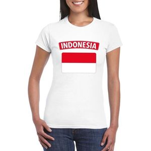 T-shirt met Indonesische vlag wit dames XXL