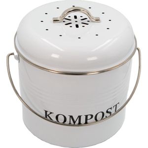 Intirilife Compostemmer voor de keuken - 21.5 x 19 x 20.5 cm - Inhoud van 3 liter - Container voor afval biologisch afval inclusief 2 houtskoolfilters geur dicht met zwenkhandgreep