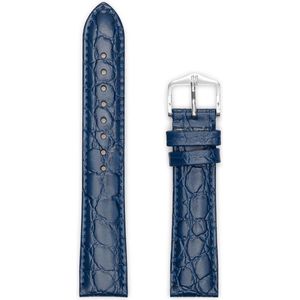 Hirsh Horlogeband -  Crocograin Blauw - Leer - 14 mm