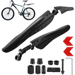 Spatborden voor mountainbike, 24 - 29 inch, universeel MTB-spatbord voor voor- en achterwiel, spatwater/vuil, verstelbare mudguard voor mountainbike, racefiets, stadsfiets