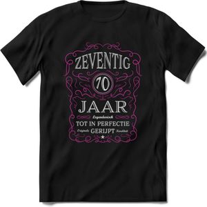70 Jaar Legendarisch Gerijpt T-Shirt | Roze - Grijs | Grappig Verjaardag en Feest Cadeau Shirt | Dames - Heren - Unisex | Tshirt Kleding Kado | - Zwart - 3XL