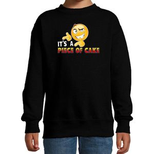 Funny emoticon sweater Piece of cake zwart voor kids - Fun / cadeau trui 134/146