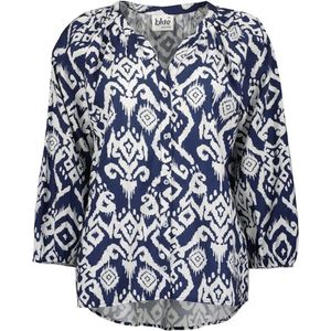 Blue Seven - Blouse 180246 blauw/wit print v-hals - maat 40