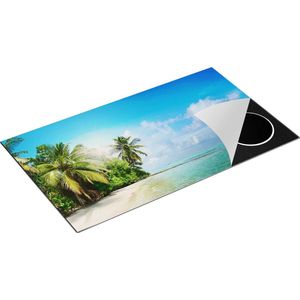 Chefcare Inductie Beschermer Tropisch Strand bij de Licht Blauwe Zee - 91,2x52 cm - Afdekplaat Inductie - Kookplaat Beschermer - Inductie Mat