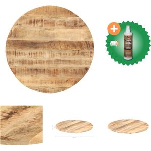 vidaXL Tafelblad rond 15-16 mm 50 cm massief mangohout - Tafelonderdeel - Inclusief Houtreiniger en verfrisser