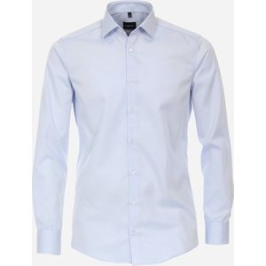 VENTI modern fit overhemd - mouwlengte 7 - twill - blauw - Strijkvriendelijk - Boordmaat: 42