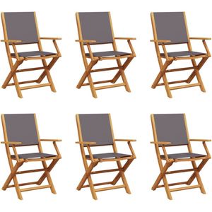 vidaXL Tuinstoelen 6 st inklapbaar massief hout en stof antracietkleur - Tuinstoel - Tuinstoelen - Inklapbare Tuinstoel - Tuin Stoel