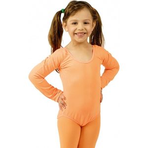 Oranje verkleed bodysuit lange mouwen voor meisjes - Verkleedkleding/carnavalskleding verkleedaccessoires 140/152