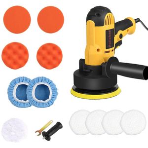 Polijstmachine 700W – Elektrische Autopoetsmachine Ø125mm – Traploos Verstelbare Snelheid – Incl. 6 Polijstschijven, Handvat – Voor Auto, Meubel & Tegels