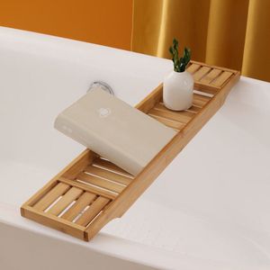 Decopatent® Badrekje voor over bad - 70 cm - Bamboe hout - Badrek - Badplank - Badbrug - Basic bad tafeltje voor in bad - Naturel
