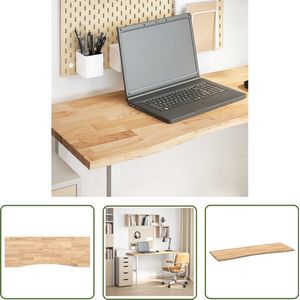 The Living Store Bureaublad rechthoekig 140x50x2,5 cm onbehandeld eikenhout - Bureaublad - Eikenhout - Massief Hout - Rechte Vorm - Naturel