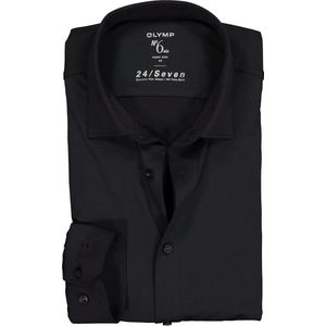 OLYMP No. Six 24/Seven super slim fit overhemd - zwart tricot - Strijkvriendelijk - Boordmaat: 39