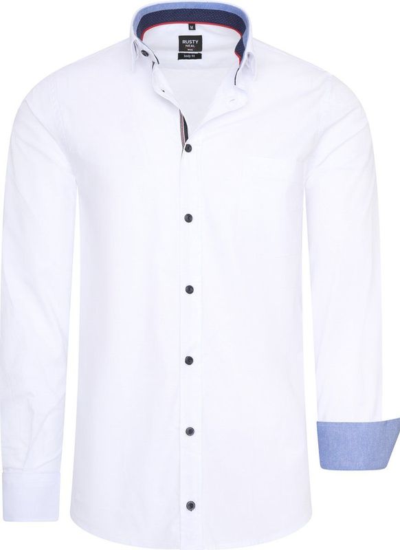 Rusty Neal - Heren Overhemden Overhemd Regular Fit - Wit - Maat S