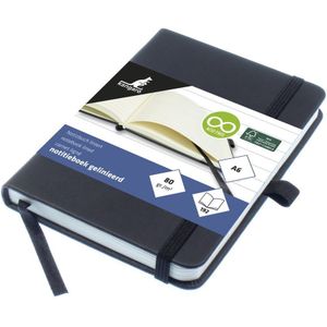 Kangaro notitieboek - A6 - zwart - met lijn - met elastiek, lint en penlus - K-552221