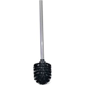 Wc/toiletborstel zwart/zilver 34.5 cm van RVS- Toilet/badkameraccessoires wc-borstels