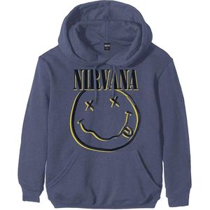 Nirvana - Inverse Happy Face Hoodie/trui - L - Blauw