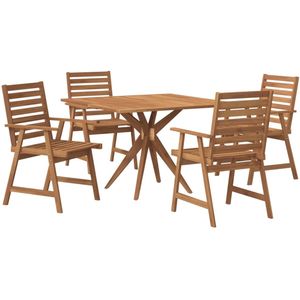 vidaXL Eethoek - 5-delig - Acaciahout - Massief Tuinset - Acacia Hout - Eetkamer Set - Buitenleven - Terras