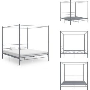 vidaXL Bedframe - Bedframe - Bed Frame - Bed Frames - Hemelbedframe metaal grijs 200x200 cm