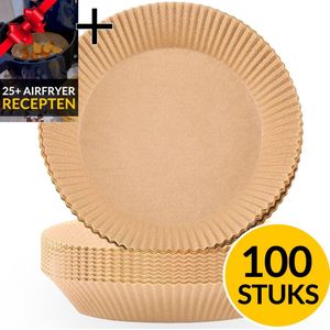 Beyeza Airfryer XL en XXL Bakpapier - 100 Stuks - Airfryer Accesoires - Wegwerpbakjes - Papier Bakjes - 20 tot 23 cm