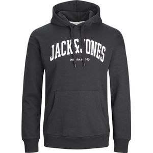 JACK & JONES Josh sweat hood regular fit - heren hoodie katoenmengsel met capuchon - zwart - Maat: S