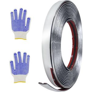 Zelfklevende wandlijst 5 m x 15 zelfklevend - chroombekleding - zilverkleurig roestvrij staal - waterdicht - wanddeur plafond meubels auto's .