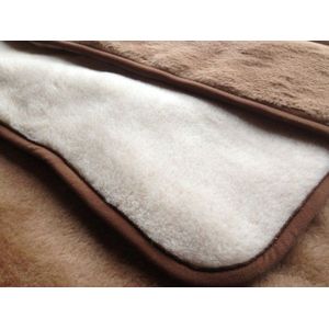 Deken 100% Wol - Dubbelzijdig - Puur Australische Merino & Kameel Blend – Wit Bruin Premium Wollen Deken OnceDoce® 2 x 450 g/m² - Warm Ademend Zacht – Woolmark ® Keurmerk - Wasbaar – 220x200cm