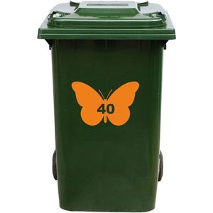 Kliko Sticker / Vuilnisbak Sticker - Vlinder - Nummer 40 - 14x21 - Oranje
