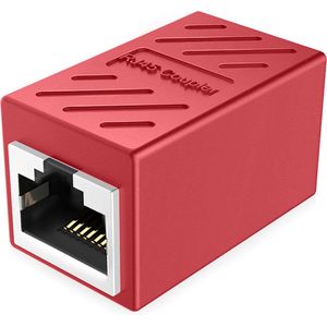 Ibley LAN netwerk internetkabel koppelstuk rood - RJ45 verlengstuk - UTP kabel koppelstuk - Ethernet female to female adapter - 10/100/1000/2500/10000 Mbps - CAT6A