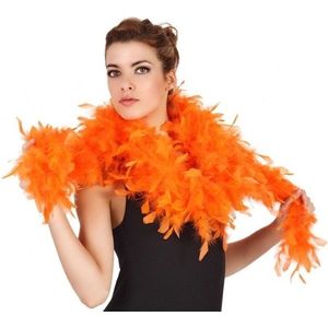 Oranje veren boa 180 cm - Carnaval koningsdag supporters verkleed accessoires