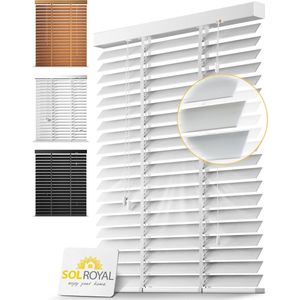 Sol Royal BE5 – Houten Jaloezieen Wit 50 mm Lamellen Extra Breed – 90x250 cm – Eenvoudige Montage aan Muur & Plafond – Echt Hout – Rolgordijn Raam & Deur