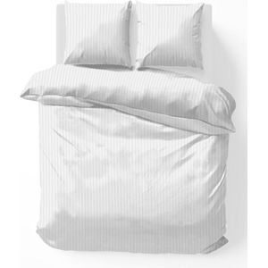 iSleep Satijnstreep Kussensloop - 60x70 cm - Wit