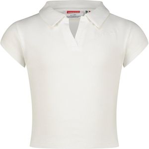Vingino Top G-basic-crop rib polo Meisjes Poloshirt - Real White - Maat 116
