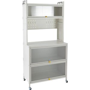 Keukenkast - Magnetronkast - Bakkerskast - Buffetkast - Keukenmeubel - Keukenorganizer - Wit - Op Wielen - 80x40x163cm