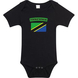 Tanzania baby rompertje met vlag zwart jongens en meisjes - Kraamcadeau - Babykleding - Tanzania landen romper 68