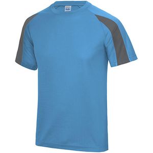 Just Cool Vegan Unisex T-shirt 'Contrast' met korte mouwen Sapphire Blue/Charcoal - M