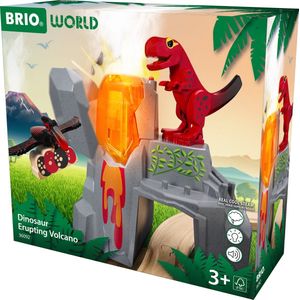 BRIO World – 36092 Dinosaurussen met vulkaanuitbarsting | Set speelgoedtreintjes voor kinderen vanaf 3 jaar