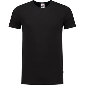 Tricorp 101012 T-Shirt Elastaan Fitted V Hals - Zwart - 5XL