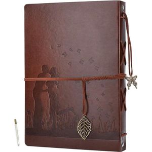 Fotoalbum 60 blanco pagina's zelfklevend leren scrapbooking album jubileumcadeau verjaardag kerst vrouw meisje - zoen