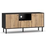 TV Meubel Industrieel – Wotan Eiken & Zwart – 140 cm – Praktisch Design
