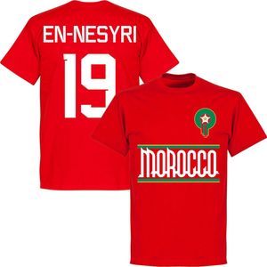 Marokko En-Nesyri 19 Team T-Shirt - Rood - Kinderen - 140