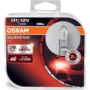Osram Silverstar 2.0 Halogeen lampen - H1 - 12V/55W - set à 2 stuks