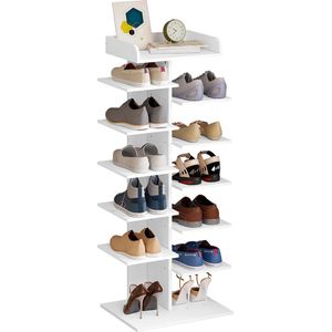 Witte Schoenenkast - 12 Paar - Schoenenrek - Veel Opbergruimte - Met Plank - Schoenenopslag - Modern - Hout - Schoenen Organizer - Voor Hal - Woonkamer - Kast - Ruimtebesparend