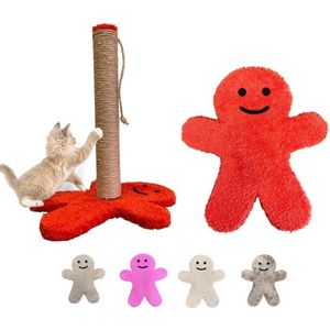 Longway- Krabpaal Katten - Krabpaal met Touw - Krabmeubel met Speeltje - 50 cm - Smiley- Rood