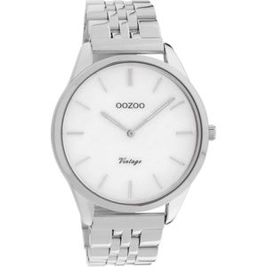OOZOO Vintage series - zilverkleurige horloge met zilverkleurige roestvrijstalen armband - C9980 - Ø38