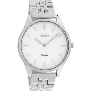 OOZOO Timepieces - Zilverkleurige horloge met zilverkleurige roestvrijstalen armband - C9980