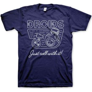 Star Wars Heren Tshirt -L- Droids - Just Roll With It Blauw